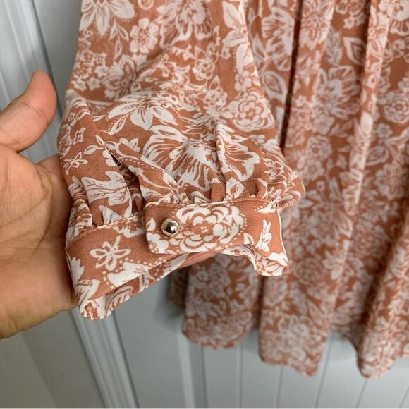 Ces Femme bohemian floral long sleeves autumn chiffon tunic - Picture 3 of 11